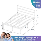 CLIBFENG Queen Bed Frame with Headboard,Heavy Duty Steel Slats Support-LED Bed Frame with USB Charging Station,Metal Platform Bed Frame-Under Bed Storage, No Box Spring Needed, Noise Free,Black CLIBFENG