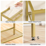 HOOBRO 29.5" Narrow Console Table, 3-Tier Tempered Glass Sofa Table, Small Side Table, Modern Entryway Table, for Entrance, Living Room, Foyer, Hallway Bedroom, Gold GD21XG01G1 HOOBRO