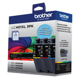 Brother Genuine LC401XL 3PK High Yield 3-Pack Color -Ink -Cartridges Includes 1- -Cartridge Each of Cyan, Magenta and Yellow -Ink. Brother