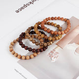 MILAKOO 5 Pcs Wood Prayer Bead Bracelet Mala Beaded Bracelets for Men Women 8mm MILAKOO