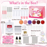 JCOOS Lip Gloss Making Kit, Make Your Own Lip Gloss Kit for Women Beginner, Girls, Diy Lipgloss Making Kits Lip Oil, Moisturizing Base, Pigments, Tubes, Women Gifts Unique, Popular Teen Girl Stuff Jcoos