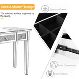 VINGLI Mirrored Vanity Desk with Drawers and Flip Mirror, Glass Vanity, Mirrored Vanity Table, Mirror Vanity Silver Desk, Mirrored Makeup Vanity Table for Bedroom/Makeup Room, Silver VINGLI