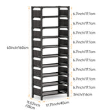 esonstyle 10 Tiers Vertical Shoe Rack Up to 20-25 Pairs, Sturdy Metal Narrow Shoe Rack Shoe Shelf, Space-Saving Tall Shoe Rack for Closet,Bedroom Hallway Garage Living Room esonstyle