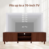 TV Stand for TVs up to 70'', Entertainment Center with Large Storage for Living Room, Media Console with Sliding Doors and Adjustable Shelves, Modern TV Cabinet for Game Consoles and Decor(Walnut) PHOYAL