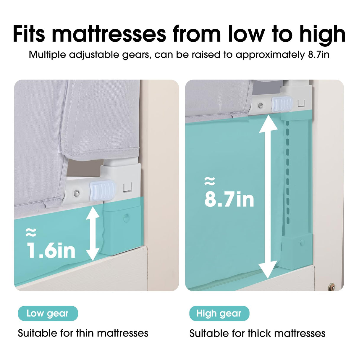 NUTIKAS Baby Bed Rail Guard for Toddlers - 47" Toddler Bed Side Rails for Twin, Full, Queen Bunk Size Bed Swing Down Bedrail Extral Tall Child Safety Side Railing Guards for Kids NUTIKAS