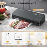DEVINC Vacuum Sealer Machine, Compact Food Sealer with 10 Vaccum Bags & 1 Bag Roll, Multi-functional Food Vacuum Sealer for Food Storage, Dry & Moist Food Modes with Built-in Cutter, Black DEVINC