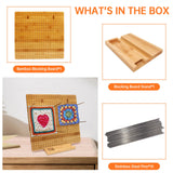 Iswabard 13x13 Inch Blocking Mats Blocking Board for Crocheting with 15 Stainless Steel Rods Crochet Blocking Board Large Base Bamboo Granny Square (Bamboo-C13‘’) Iswabard