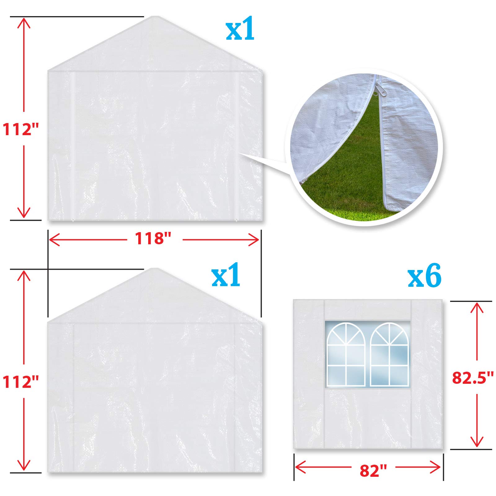 BenefitUSA Replacement Carport Sidewall for 10x20 Tent Garage - Thumbnail 2