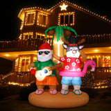 Bencailor 6.9ft Christmas in July Inflatable Outdoor Decorations Signs Summer Hawaiian Tropical Blow up Palm Tree Santa Claus on Beach Built-in LED Lights for Yard Garden Lawn Decor Party Favor Bencailor
