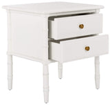 Safavieh Home Collection Mina Modern Coastal 2 Drawer 25" Bamboo Nightstand, White Safavieh