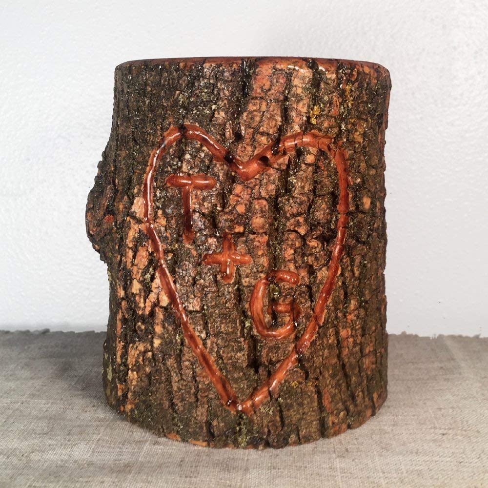 Man Made Woods Personalized 5 Inch Tall Wooden Tea Light or Votive Candle Holder - Custom Carve Initials for Unique Gift Ideas, Keepsake, Rustic Home Decor, Holidays, Anniversaries or Just Be - WoodArtSupply