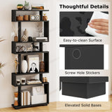 Tangkula 6-Tier S Shaped Bookcase, 64" Tall Modern Geometric Bookshelf with Anti-Tipping Kit, Home Office Freestanding Decorative Storage Display Shelf Room Divider for Living Room Study (1, Black) Tangkula