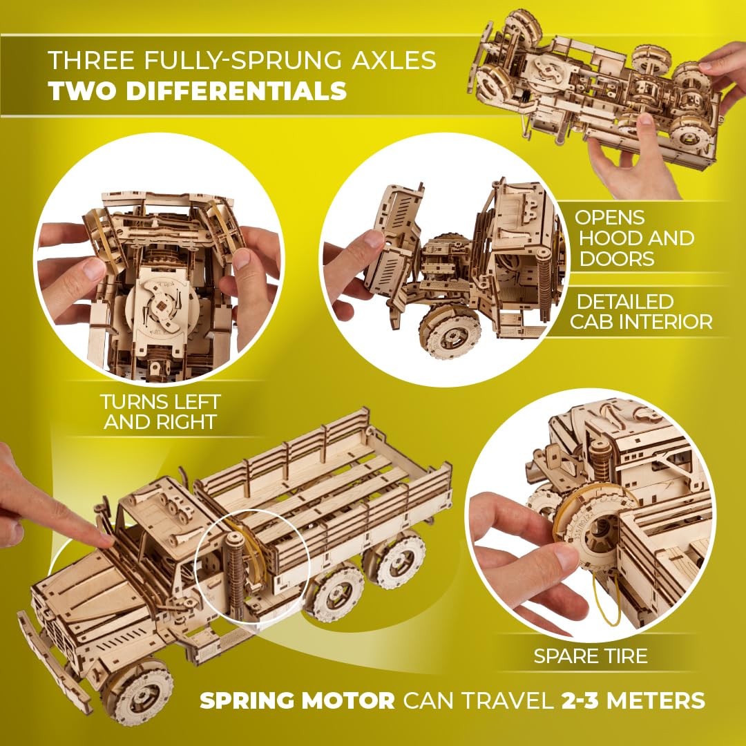 UGEARS Cargo Truck 3D Wooden Puzzles for Adults - Hobbies for Men to Build - Car Adult Building Model Kits for Teens - Rompecabezas 3D para Adultos UGEARS