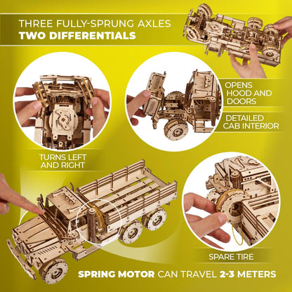 UGEARS Cargo Truck 3D Wooden Puzzles for Adults - Hobbies for Men to Build - Car Adult Building Model Kits for Teens - Rompecabezas 3D para Adultos - WoodArtSupply