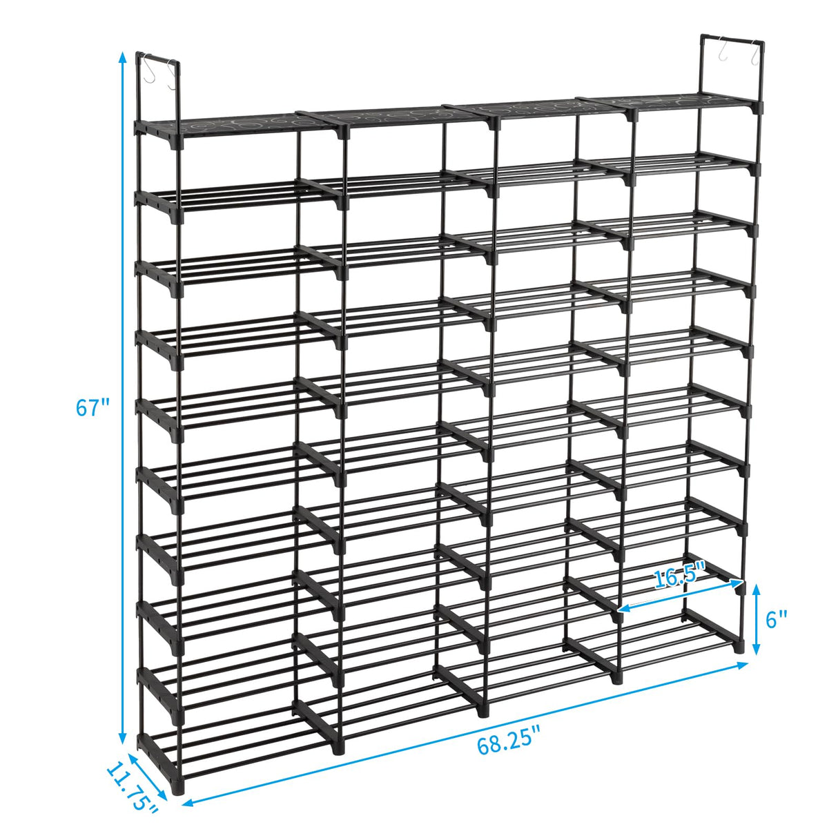 10 Tiers Shoe Rack, Large Capacity Shoe Shelf, Tall Shoe Organizer, Space Saving Shoe Shelf Holds 80 Pairs, Adjustable Height, Stackable Shoe Organizer for Closet, Entryway, Garage, Bedroom, Cloakroom ELEMENT ACE