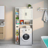 Over The Toilet Storage Cabinet, Farmhouse Storage Cabinet Over Toilet with 2 Barn Door & Toilet Paper Holder Stand，Home Space-Saving Toilet Rack, for Bathroom, Restroom, Laundry Vabches