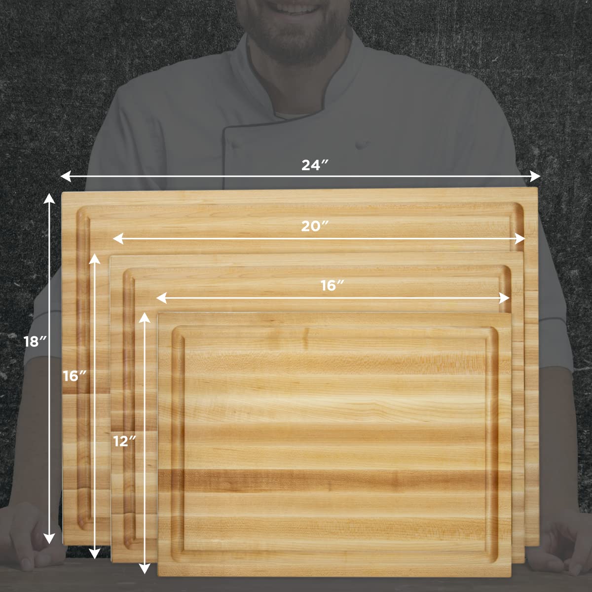 Large Wood Cutting Board from North American Maple - 20x16x1.5 inches - A Reversible Butcher Block that Comes with Juice Groove for Cutting Meat and - WoodArtSupply