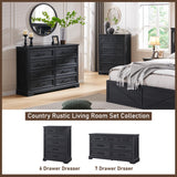 ACCOHOHO 7 Drawer Dresser, 52" Farmhouse Chest of Drawers for Bedroom, Wide Dresser TV Stand with Large Metal Handle, Modern Wood Drawer Organizer for Living Room, Hallway, Closet - Black ACCOHOHO