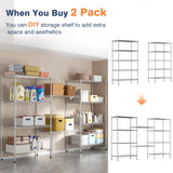 VANZBON 5-Tier Heavy Duty Metal Shelf,Chrome Wire Shelving Unit 35" Wx18 Dx71 H,Height Adjustable Storage Wire Shelves with Lockable Wheels for Garage,Kitchen,Office,Bathroom,Studio VANZBON