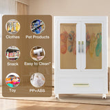 QudraKast Pet Wardrobe Closet, Dog Closet - Stackable Storage Bins with Doors, Wheels, and Hanging Rods - Stackable Drawers Closet - Pet Accessories, Dog Toys, Pet Clothes QudraKast