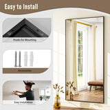 GLSLAND 76"x34" Full Length Mirror Extra Large Hanging or Leaning Rectangle Mirror Aluminum Alloy Thin Frame Bedroom Floor Dressing,Black GLSLAND
