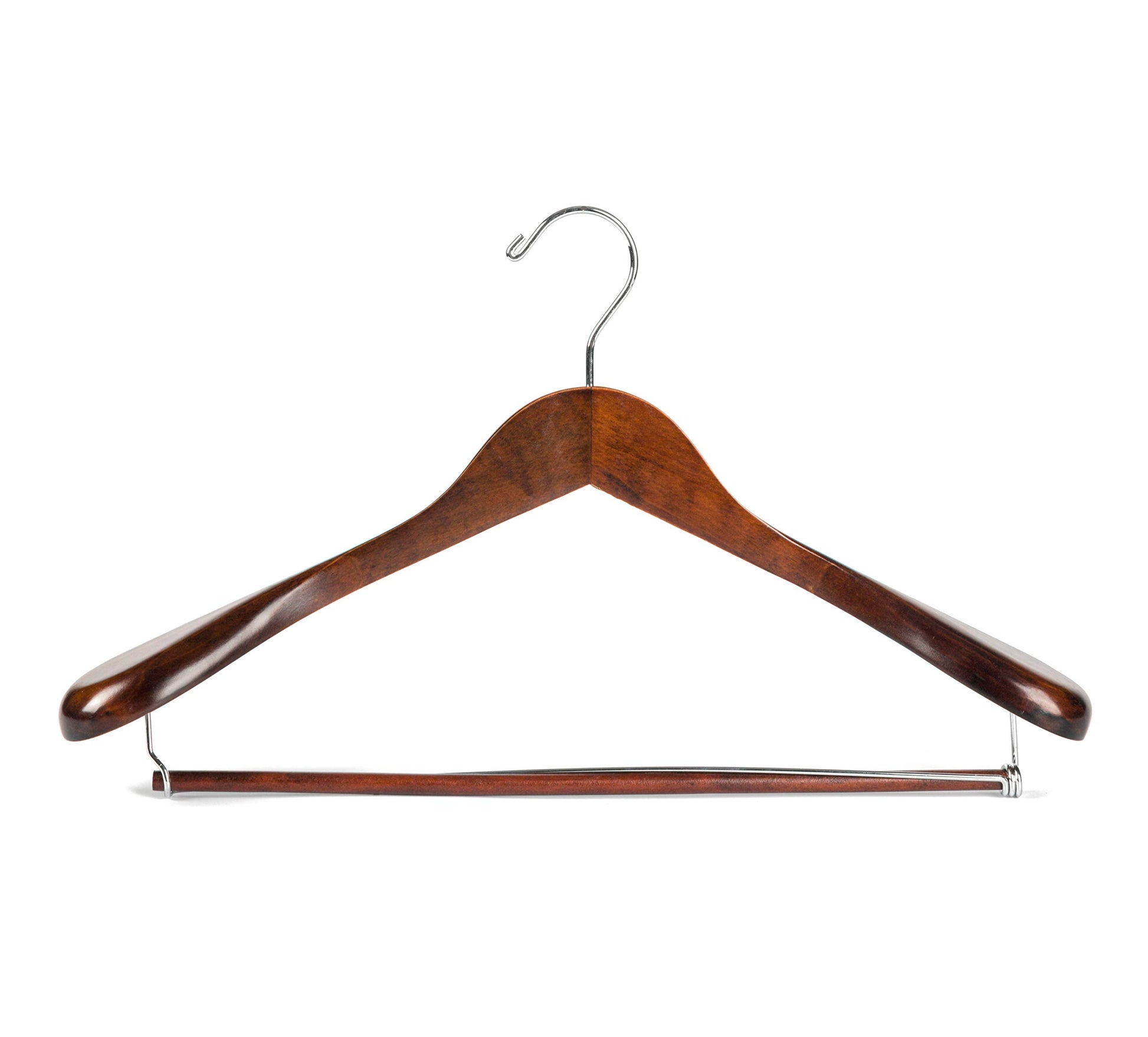 Luxury Wide Shoulder Wooden Hangers 6 Pack, with Locking Bar, Smooth Retro Finish Wood Suit Hanger Coat Hanger for Closet, Holds Up to 20lbs, 360° - WoodArtSupply