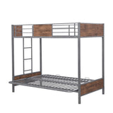 Twin-Over-Futon Bunk Bed, Metal Bunk Bed Frame Twin Over Twin Loft Bunk Bed Frame with Safety Guardrails & Ladder for Teens Adults, Bottom Full Size Bunk Bed Can be Converted into Futon/Seat (Gray) MWrouqfur