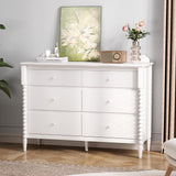 JOINICE 6 Drawer Dresser, Kids Dresser with Storage, Wide Chest of Drawers for Nursery, Wood Large Drawer Organizer Cabinet for Bedroom, Living Room, White JOINICE