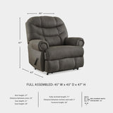 Signature Design by Ashley Camera Time Classic Tufted Faux Leather Zero Wall Recliner, Gray Signature Design by Ashley