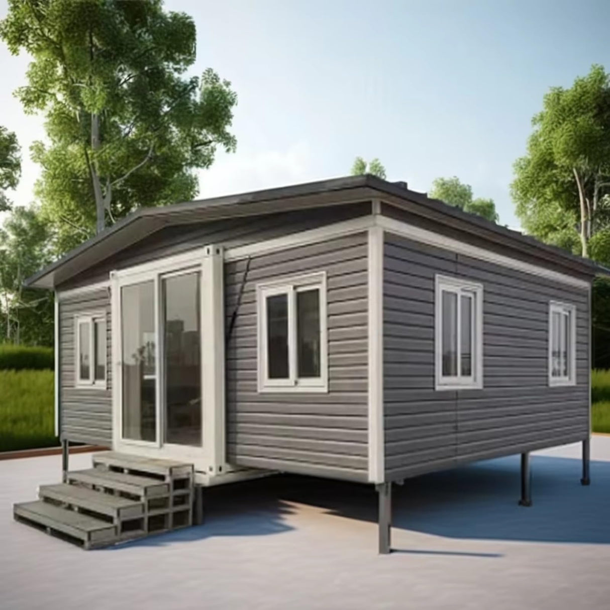 20ft 30ft 40ft Expandable Prefab Tiny House Foldable Shipping Container for Restaurant Office Home Carport Use WoodArtSupply