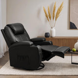 Recliner Chair, 360° Swivel Rocker Chair for Adults, Rocking Recliner Chair with Massage, Comfy Single Sofa with Side Pockets Cup Holders for Living Room, Bedroom, Nursery (Leather, Black) Furmax