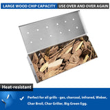 Smoker Box, BBQ Wood Chips Smoker Box for Gas or Charcoal Grills Heavy Duty Stainless Steel Barbecue Smoker Box Grill Accessories KEISSCO