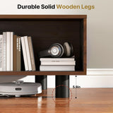 sunmiler Mid-Century Modern 39.4" Coffee Table - Leaf-Shaped Wood Center Table with Storage, Retro Fluted Central Table with Sliding Door & Large Hidden Compartment, for Living Room, Office, Walnut sunmiler