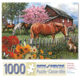 Bits and Pieces – 1000 Piece Jigsaw Puzzle for Adults – Chatting with The Neighbors, Horse and Dog - by Artist Thomas Wood, Completed Puzzle Size: 20" x 27" Bits and Pieces