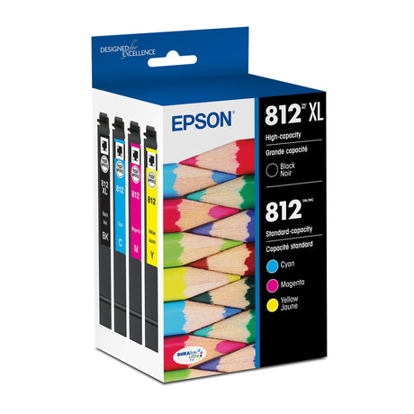EPSON 812 DURABrite Ultra Ink High Capacity Black & Standard Color Cartridge Combo Pack (T812XL-BCS) Works with WorkForce Pro WF-7310, WF-7820, WF-7840, WorkForce EC-C7000 Epson
