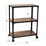 Mind Reader Bar Cart, Rolling Cart, Microwave Stand, 3-Tier, Coffee Cart, Kitchen, Wood/Metal, 23"L x 12"W x 29.5"H, Brown Mind Reader