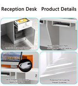Modern Reception Desk with Counter,Commercial Receptionist Desk with LED Light & Lockable Drawer,Modern Retail Checkout Sturdy & Well Built for Lobbies,Office,SOHO,Shop Generic