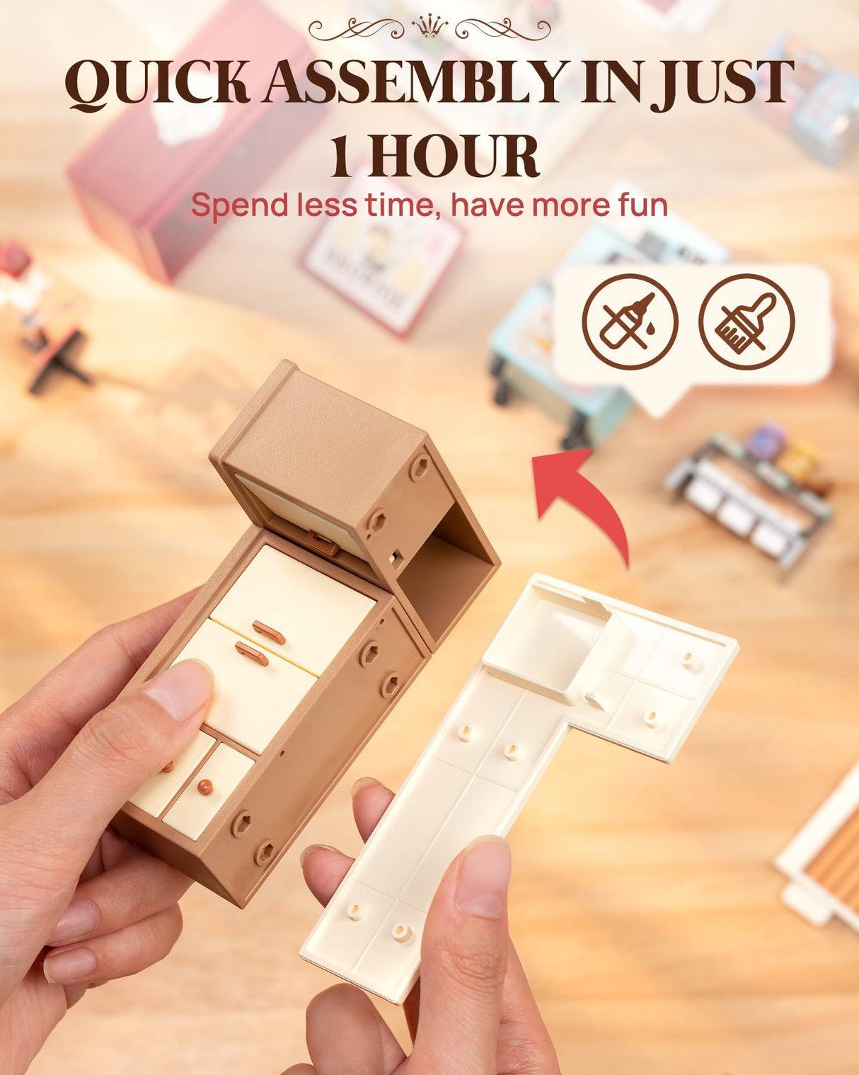 Rolife Super Creator DIY Miniature Plastic House Building Set Playset with LED, Suitable for Mini Figures Construction Toys Diorama Kit Gifts for Teens Adults (Flavorful Ice Cream) Rolife
