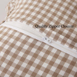 Silnuo 2 Pack Taupe/White Plaid Ruffle Throw Pillow Covers Farmhouse Checkered Chic Washed Cotton Pillowcases Gingham Pillow Shams for Bed, Sofa, Living Room-20"x20" Silnuo