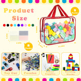 9 Packs Toy Storage Bags with Labels, Large PVC Reusable Board Game Storage Containers Clear Zipper Pouches Waterproof Travel Organizer Bags for Building Blocks, Puzzle, Kids Books, Stationery, Makeup YELIENM