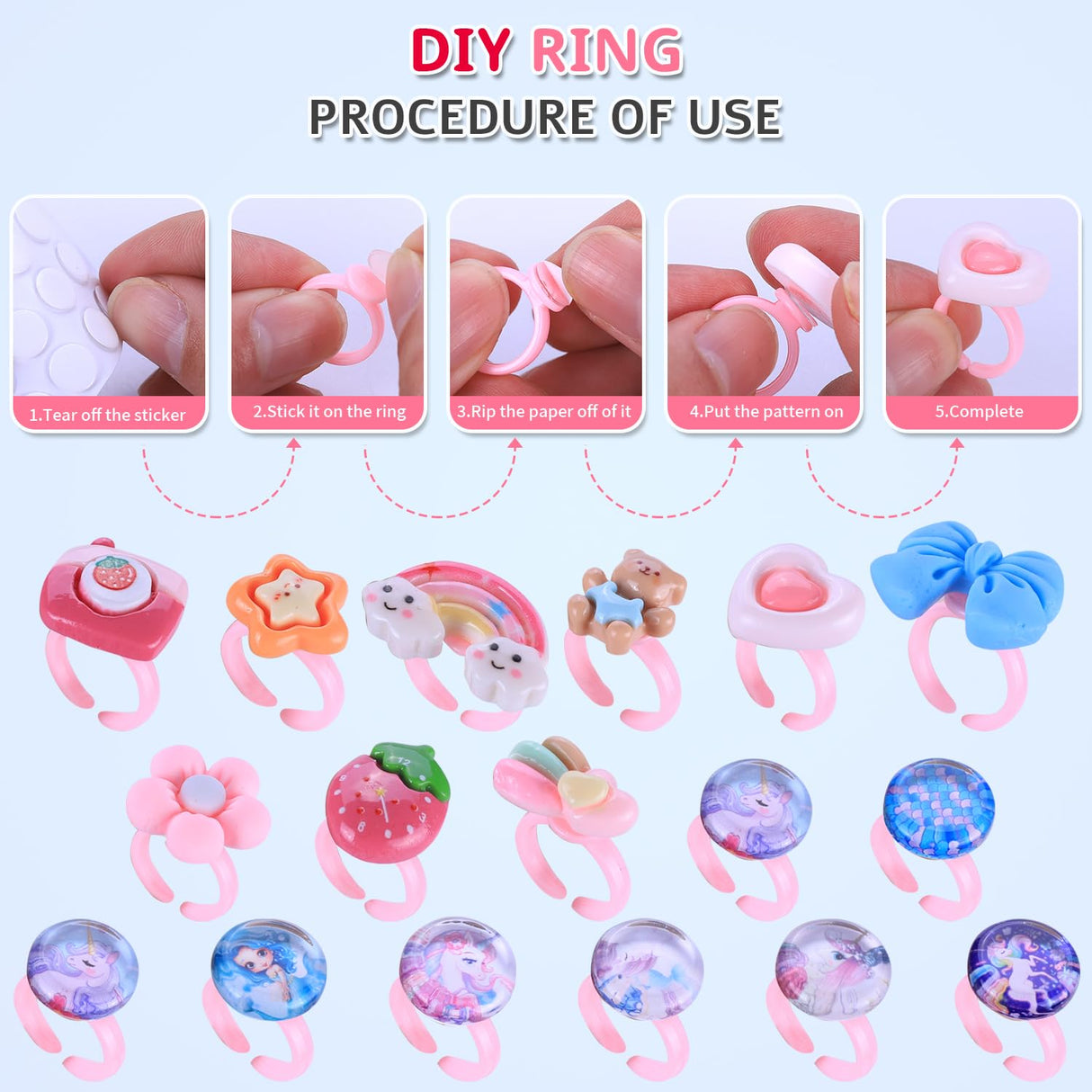AIPRIDY 3200 Pcs Unicorn Jewelry Activity Kit,Clay Beads Bracelet Making Kit,Flat College Style Beading for Friendship Jewelry Making,Crystal Time Gem Ring Gifts,DIY Crafts for Teen Girls(Pink) AIPRIDY