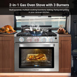 AMZCHEF 21 Inch RV Gas Range Stove 12V. Gas Range Oven for RV Use with 3 Burners, 1.77 Cu.Ft. Capacity Gas Oven, 28,100BTU, Open Flame Configuration, Knob work indicator, Heavy Duty Cast Iron Grates amzchef