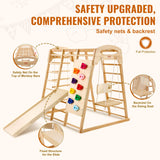 VEVOR Large Size Indoor Jungle Gym, 7-in-1 Toddler Indoor Playground, Wooden Toddler Climbing Toys with Wood & Rope Ladder, Net Ladder, Swing, Monkey Bar, Slide, Climbing Wall, 47.2 x 58 x 56in VEVOR