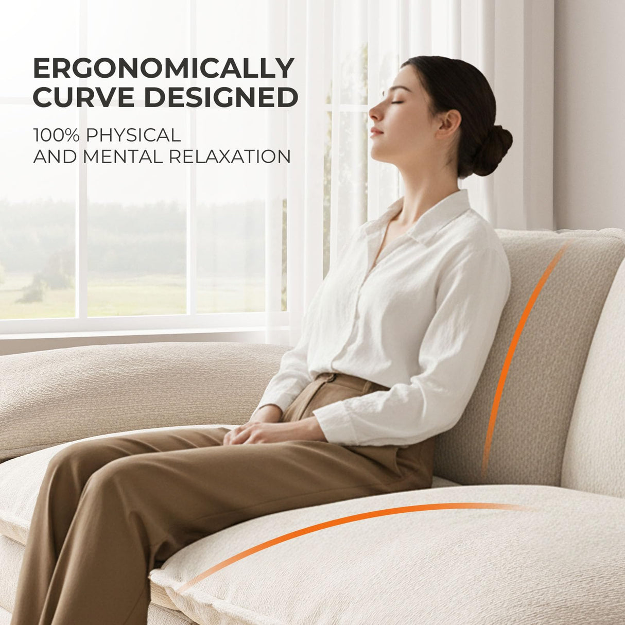 TROMIRY 110" Cloud Couch for Living Room Fluffy Comfy Couches for Apartment | 3 Seater Sectional Couch with Ottoman | Ivory White TROMIRY