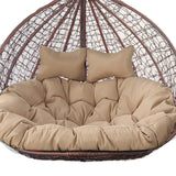 NANZHISM Double Egg Swing Hanging Patio Chair with 2 Pillows, Waterproof Foldable Hammock Hanging Basket Chair for Indoor Outdoor Balcony Patio Bedroom (Color : Khaki) NANZHISM