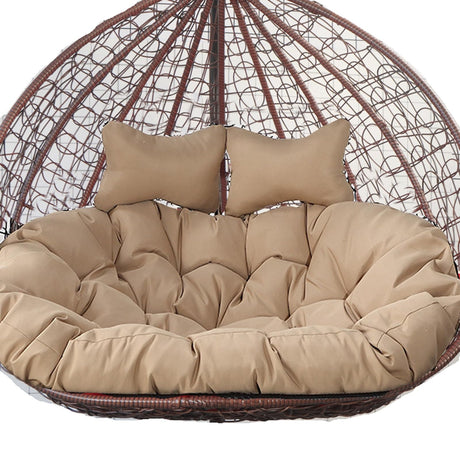 NANZHISM Double Egg Swing Hanging Patio Chair with 2 Pillows, Waterproof Foldable Hammock Hanging Basket Chair for Indoor Outdoor Balcony Patio Bedroom (Color : Khaki) NANZHISM