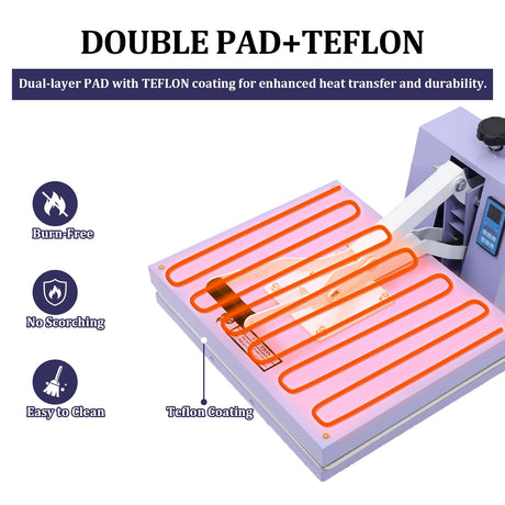 16x20 Heat Press - Professional Digital Sublimation Heat Press Machine for T-Shirts, Clothes, Canvas Bags - Adjustable Pressure, Even Heating Technology, Large Operating Panel EcoExplorer