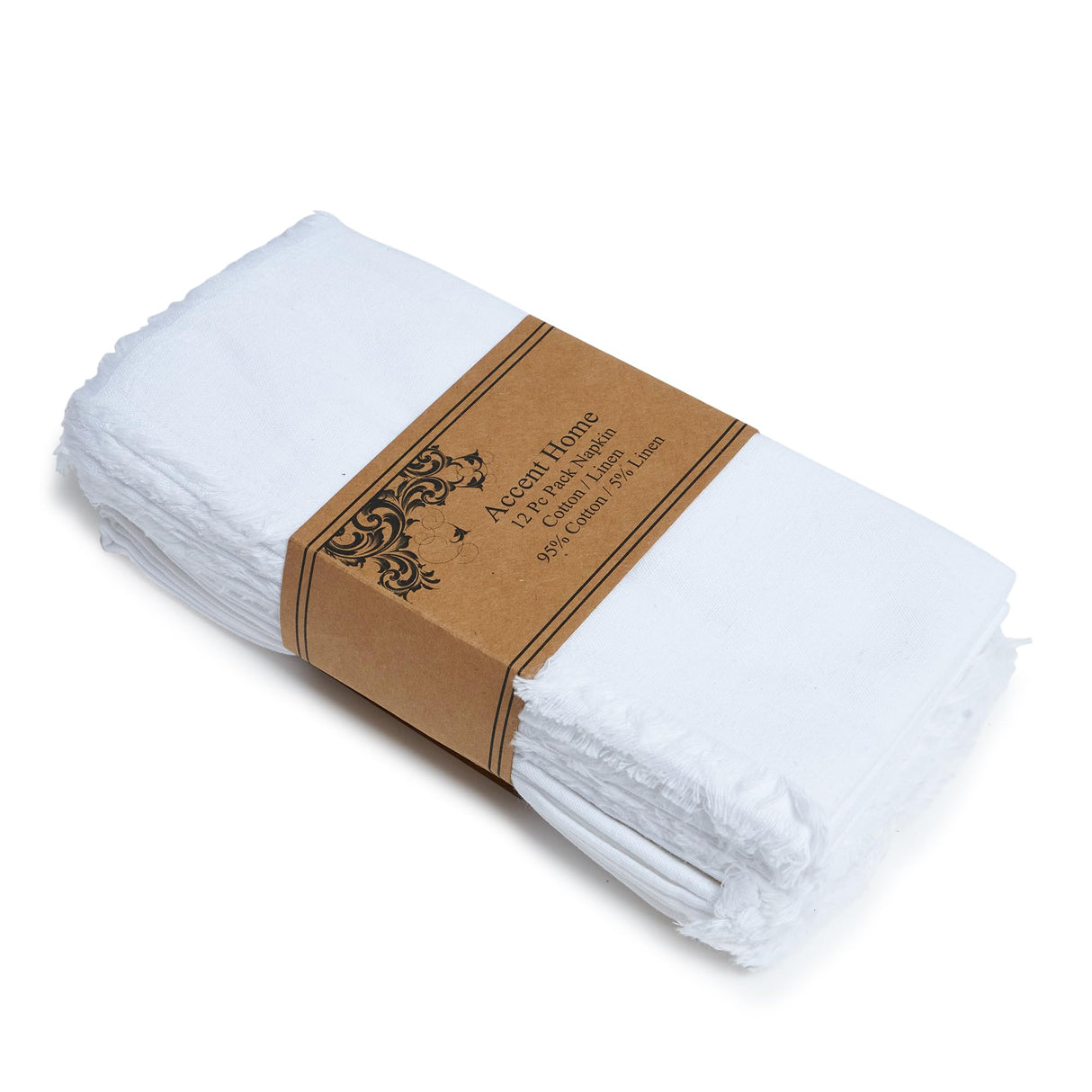 ACCENTHOME White Cotton Linen Napkin Set of 12 18x18 inch Dinner Napkins - Washable Soft Premium Hotel Quality Reusable Hemmed Edges Napkins Perfect Table Linens for Family Dinners, Weddings ACCENTHOME