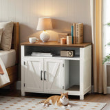 HOOBRO Cat Litter Box Enclosure, Farmhouse Wooden Cat Furniture with Scratch Pad, Storage Layer, Litter Box Furniture, End Side Table,White and Walnut, WH24MW01 HOOBRO