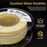 YXPOLYER PVA Filament Quick Water Soluable Dissolvable Support Material 1.75mm 1kg for 3D Printing Filament PLA TPU PETG ABS Nylon, AMS-Compatible Polyvinyl Alcohol Nature Color yxpolyer